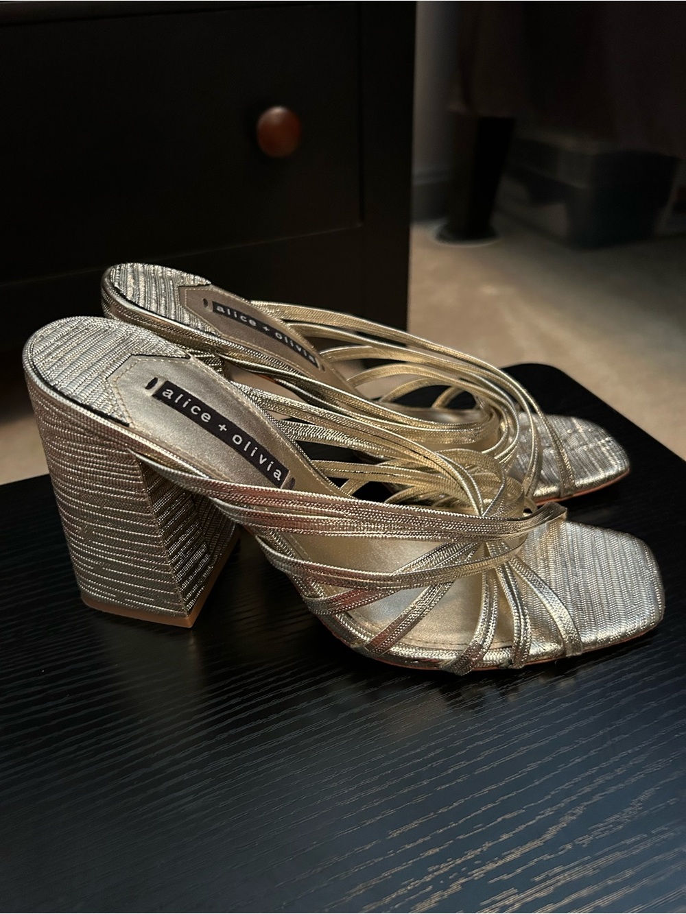 Alice + Olivia Gold Mules